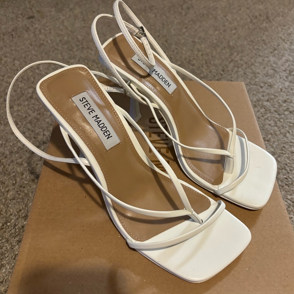 Steve Madden White Strappy Heels